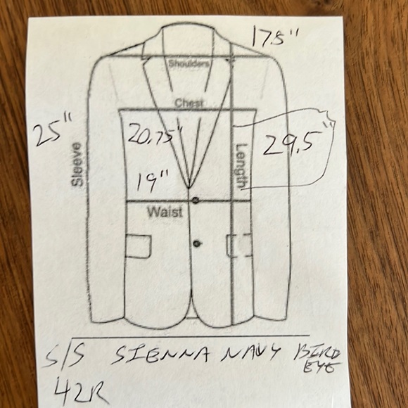 *As-is* $649 Suitsupply 42R Sienna navy birdseye suit jacket 100% Wool VBC - Picture 10 of 15